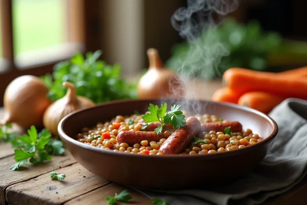 Délices rustiques : lentilles à la saucisse de Morteau